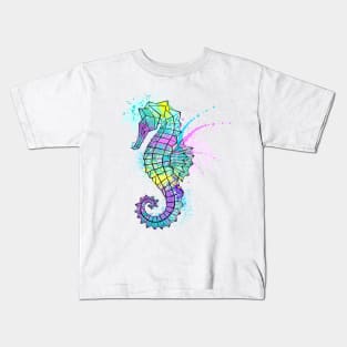 Painted Polygonal Seahorse Kids T-Shirt